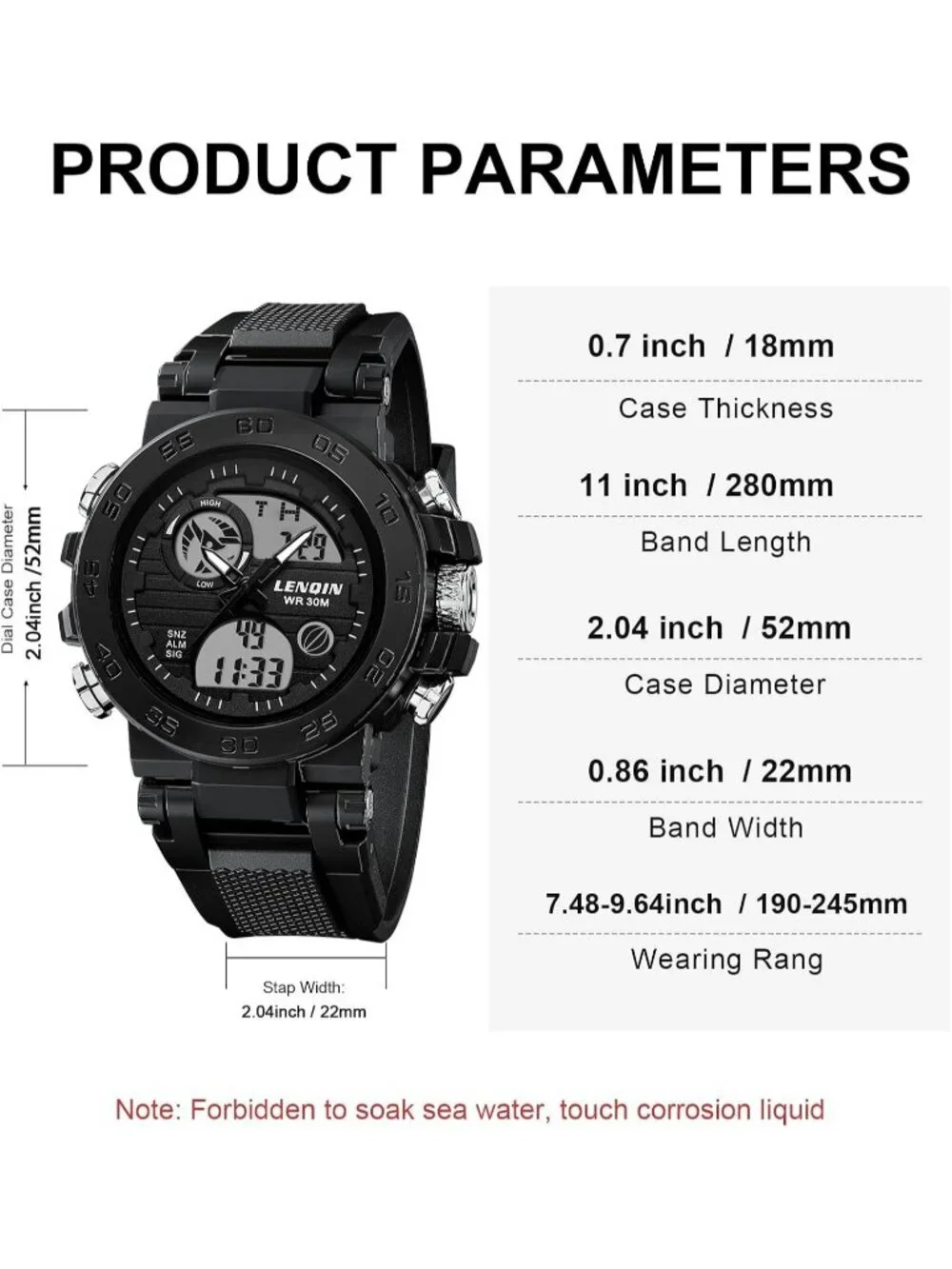 Men Black Grey Digital Military Survival Tactical Outdoor Waterproof Wrist Watch